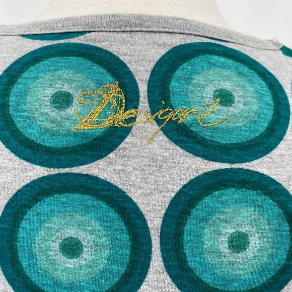 Desigual Nagore Mini Dress Sketchbook Pattern Fit & Flare V Neck Grey Womens S - Picture 13 of 16